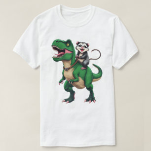 Opossum auf T-Rex  - Lustiges Possum-Reittier-Dino T-Shirt