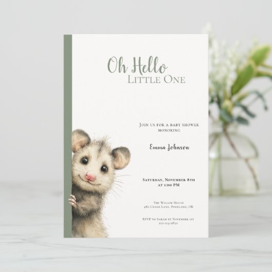 Opossum Baby Shower Invitation (Stehend Vorderseite)