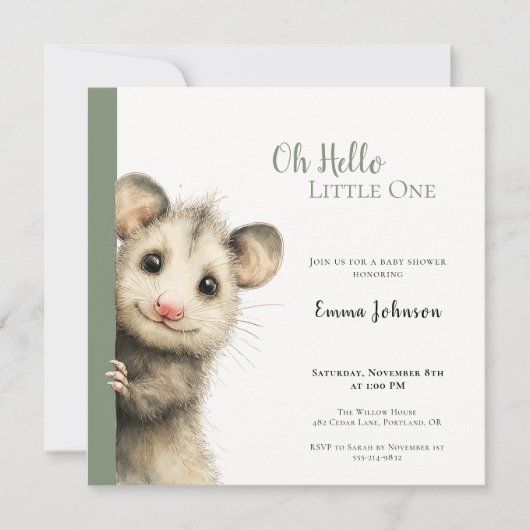 Opossum Baby Shower Invitation Save The Date (Vorderseite)