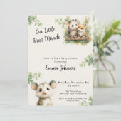 Opossum Baby Shower Invitation • Woodland Animals Save The Date (Stehend Vorderseite)