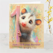 Opossum Birthday Card Karte (Gelbe Blume)