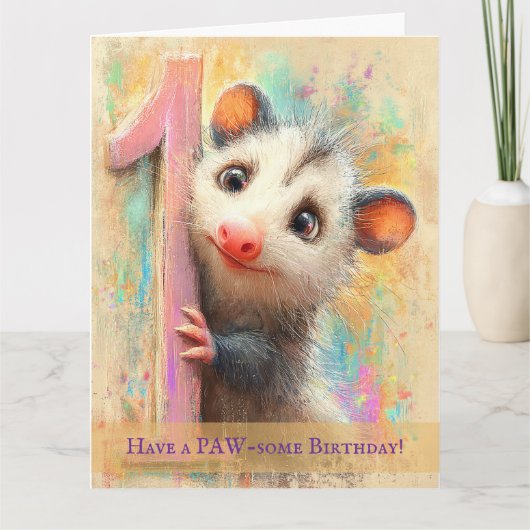Opossum Birthday Card Karte (Vorderseite)