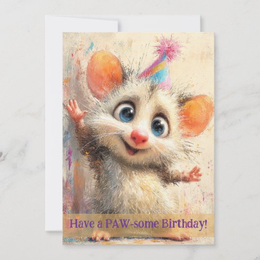 Opossum Birthday Card Karte (Vorderseite)