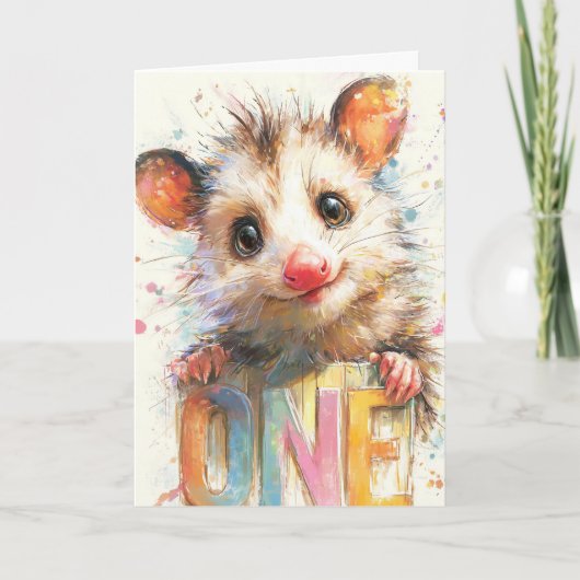 Opossum Birthday Card Karte (Vorderseite)
