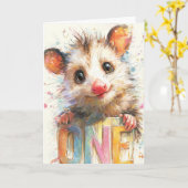 Opossum Birthday Card Karte (Gelbe Blume)