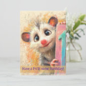 Opossum Birthday Card Karte (Stehend Vorderseite)