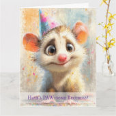 Opossum Birthday Card Karte (Gelbe Blume)