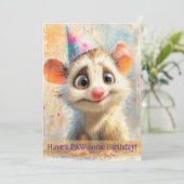 Opossum Birthday Card Karte (Stehend Vorderseite)