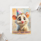 Opossum Birthday Card Karte (Vorderseite/Rückseite Beispiel)