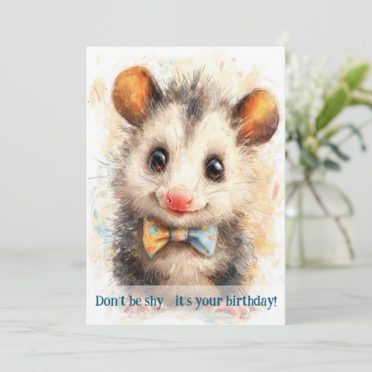 Opossum Birthday Card Karte (Stehend Vorderseite)
