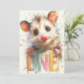 Opossum Birthday Card Karte (Stehend Vorderseite)