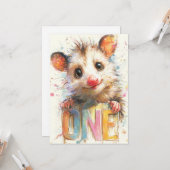 Opossum Birthday Card Karte (Vorderseite/Rückseite Beispiel)