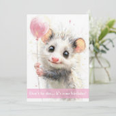 Opossum Birthday Card Karte (Stehend Vorderseite)