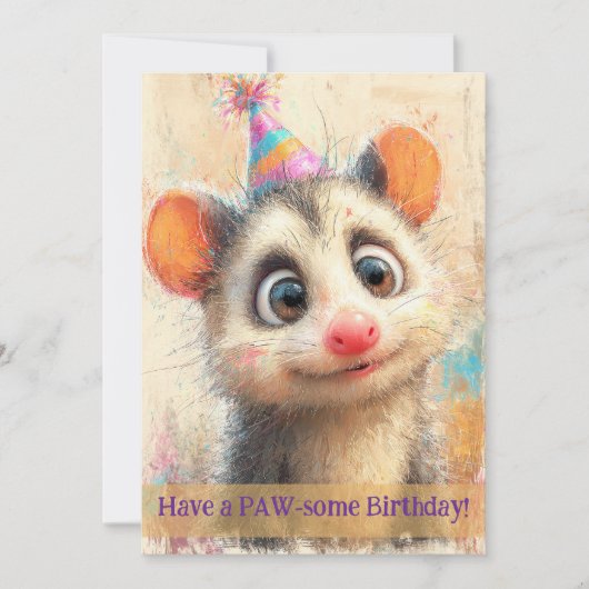 Opossum Birthday Card Karte (Vorderseite)