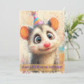 Opossum Birthday Card Karte (Stehend Vorderseite)