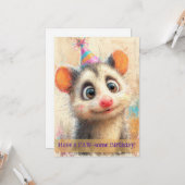 Opossum Birthday Card Karte (Vorderseite/Rückseite Beispiel)