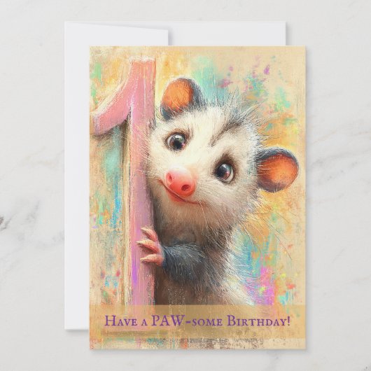 Opossum Birthday Card Karte (Vorderseite)