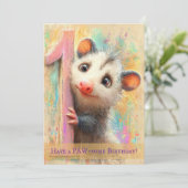Opossum Birthday Card Karte (Stehend Vorderseite)