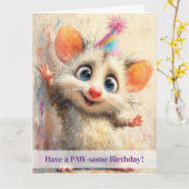 Opossum Birthday Card Karte (Gelbe Blume)