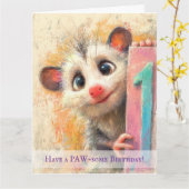 Opossum Birthday Card Karte (Gelbe Blume)