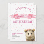 Opossum Birthday Invitation • 1st Birthday Save The Date (Vorne/Hinten)