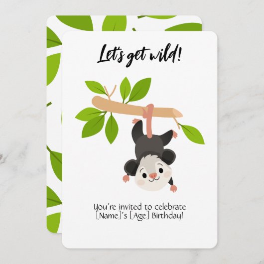 Opossum Birthday Invitation Einladung (Vorne/Hinten)