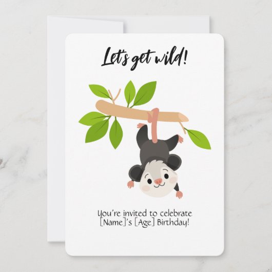 Opossum Birthday Invitation Einladung (Vorderseite)