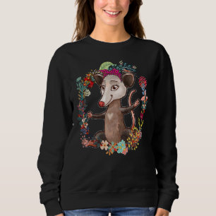 Opossum Bow Krawatte Leopard Blume Familie Happy M Sweatshirt