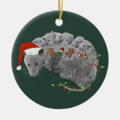 Opossum Christmas Baby Possum in Lights ummantelt Keramik Ornament (Vorne)