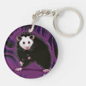 Opossum Design Akryllischer Schlüsselanhänger Rund (Rückseite)