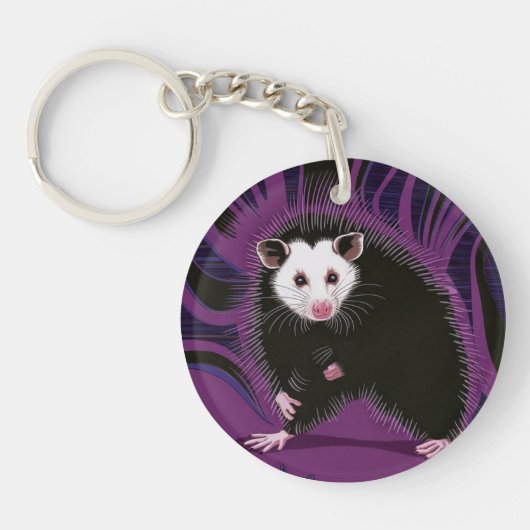 Opossum Design Akryllischer Schlüsselanhänger Rund (Vorderseite)