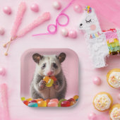 Opossum Eating Gummy Sweeties Pappteller (Party)