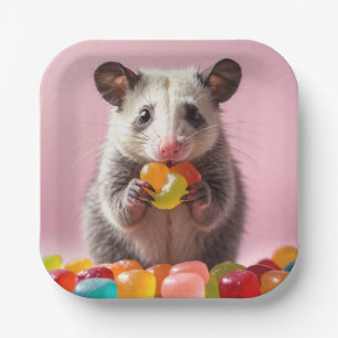 Opossum Eating Gummy Sweeties Pappteller