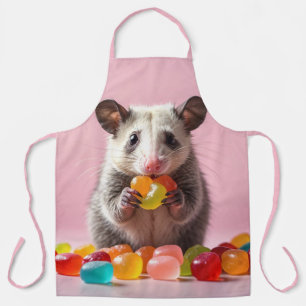 Opossum Eating Gummy Sweeties Schürze