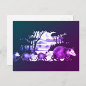 Opossum-Familie in Waldaufklärung Postkarte (Vorne/Hinten)