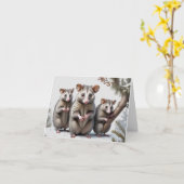 Opossum Family Illustration Art Grußkarte Karte (Gelbe Blume)