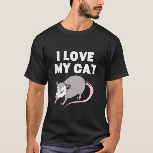 Opossum I Liebe My Cat Possum T-Shirt (Vorderseite)