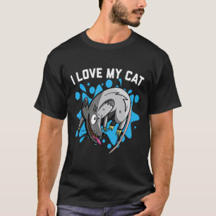 Opossum Ich liebe meine Katze Opossum T-Shirt