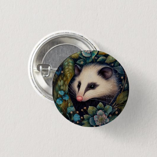 Opossum im Knopf Klammern Button (Vorne & Hinten)