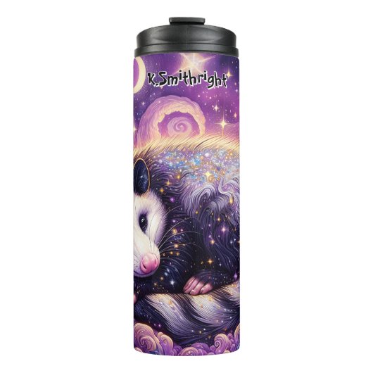 Opossum im Lila Traum Thermosbecher (Vorderseite)