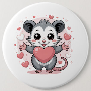 Opossum-Liebe und Freundschaft Süßes Tier Herz Des Button