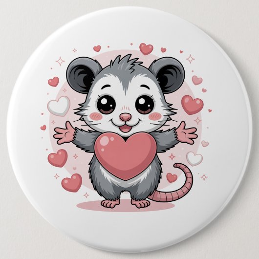Opossum-Liebe und Freundschaft Süßes Tier Herz Des Button (Vorderseite)