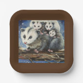 opossum Mama und Babys Papier Teller (Vorderseite)