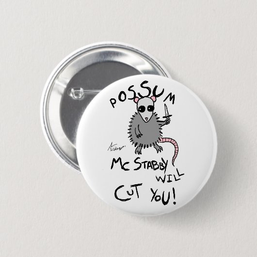 Opossum McStabby Knopf Button (Vorne & Hinten)