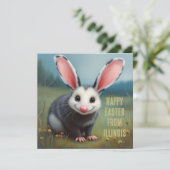 Opossum mit Kaninchenohren Feiertagskarte (Stehend Vorderseite)