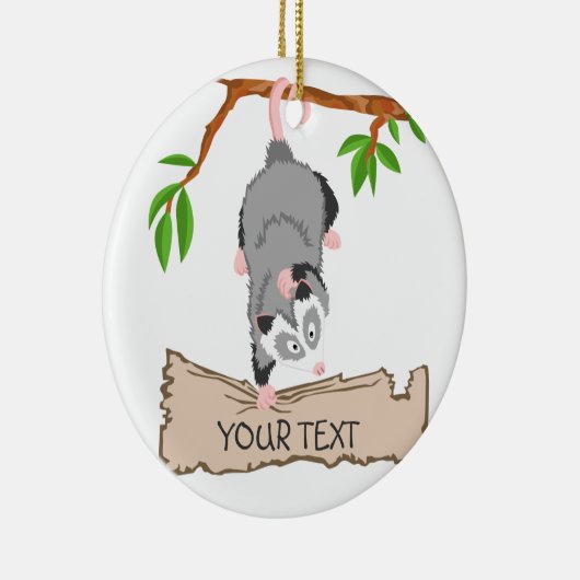 Opossum mit Zeichen Keramik Ornament (Rechts)