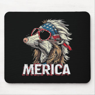 Opossum Possum - Lustiges 4. Juli Amerikanische Fl Mousepad