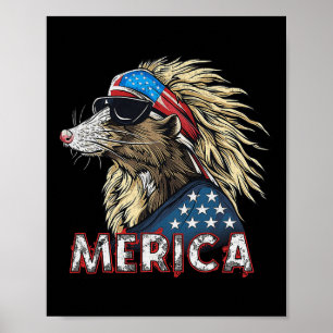 Opossum Possum - Patriotische USA 4. Juli Amerika Poster