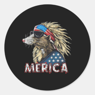 Opossum Possum - Patriotische USA 4. Juli Amerika Runder Aufkleber