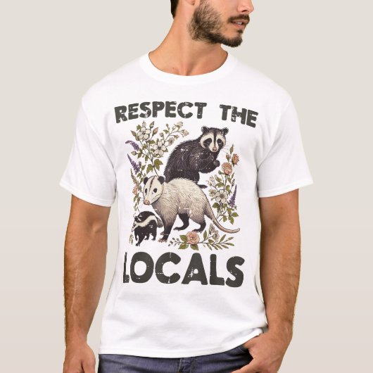 Opossum Respekt Lokale Raccoon Skunk Possum Men T-Shirt (Vorderseite)
